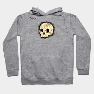 Sepia Dotted Halftone Cute Cartoon Skull Watercolor With Paint Splash Hoodie